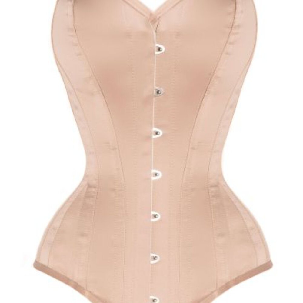 Champagne Matt Satin Longline Waist Taming Overbust - NWT - Picture 2 of 5